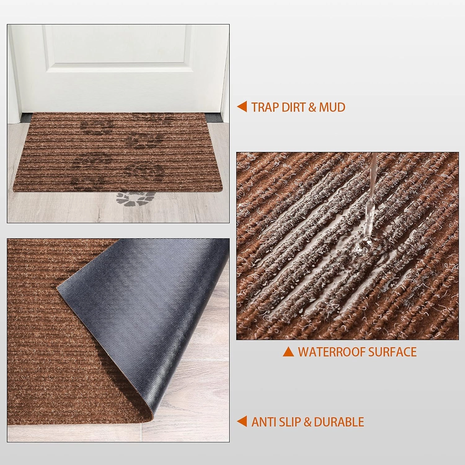 Nuanchu Large Semi Finished Outdoor Mat 16 x 79 Inch Narrow Door Mat Non Slip Boot Rugs Waterproof Carpet Roll for Bathroom Entryway Indoor Outdoor(Coffee,1 Roll)