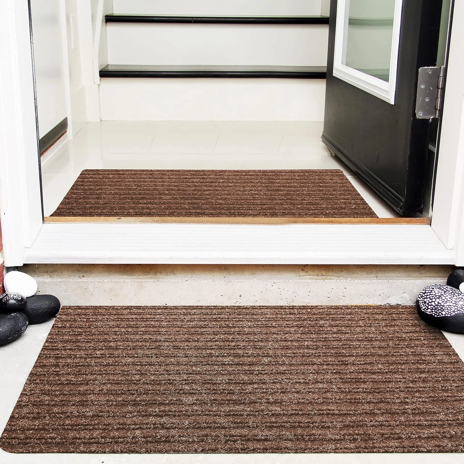 Nuanchu Large Semi Finished Outdoor Mat 16 x 79 Inch Narrow Door Mat Non Slip Boot Rugs Waterproof Carpet Roll for Bathroom Entryway Indoor Outdoor(Coffee,1 Roll)