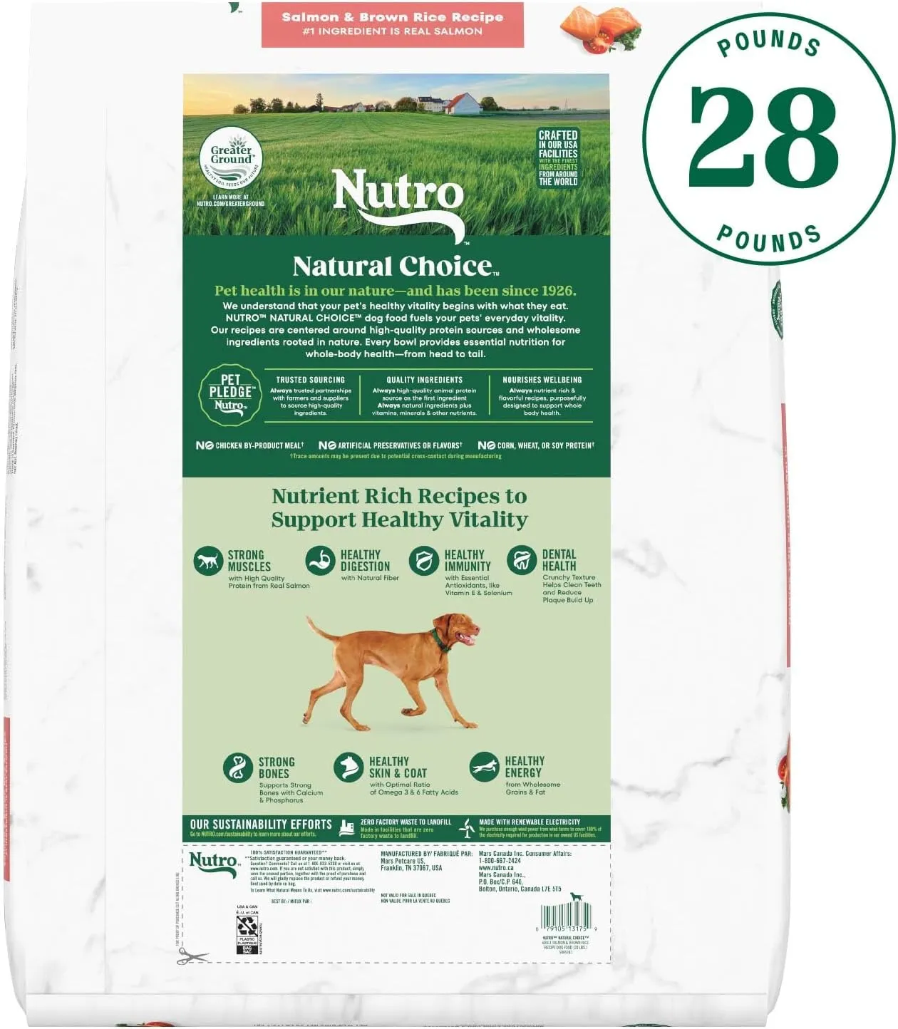 Nutro Natural Choice Adult Dry Dog Food, Salmon & Brown Rice Recipe, 28 lb. Bag