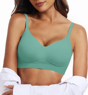 OEAK Womens Push Up Everyday Bras Comfortable Wireless Bralettes V Neck Seamless Bra Smooth Brassiere Wire Free Basic Bras
