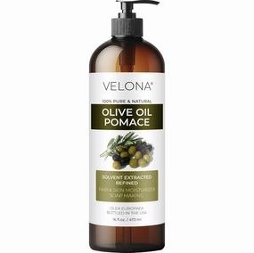 Olive Pomace Oil by Velona - 16 Fl Oz | 100% Pure and Natural Carrier Oil | Refined | Skin, Hair, Body & Face Moisturizing | Use Today - Enjoy Results.