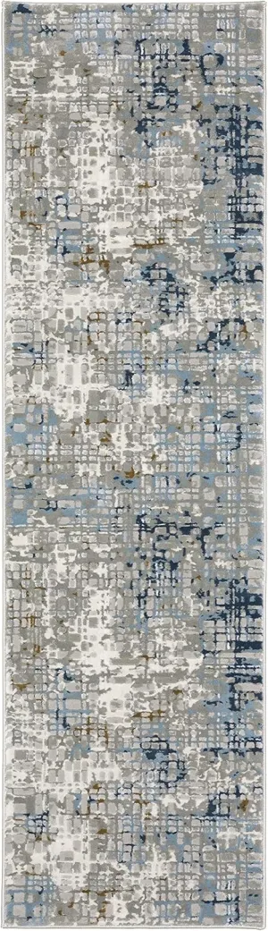 Oriental Weavers Easton Area Rug - 011E3-2'3" x 7'6" - in Blue/Ivory - Modern Style, Stain Resistant, Family and Pet Friendly, Entryway, Hallway Runner Rug