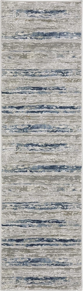 Oriental Weavers Easton Area Rug - 012E3-2'3" x 7'6" - in Grey/Blue - Modern Style, Stain Resistant, Family and Pet Friendly, Entryway, Hallway Runner Rug