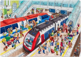 Original City Wooden Jigsaw Puzzles - Station, 100 pcs, 11.7" x 8.3", Beautiful Gift Package, Unique Shape Best Gift for Adults and Kids, Includes 3D Toy