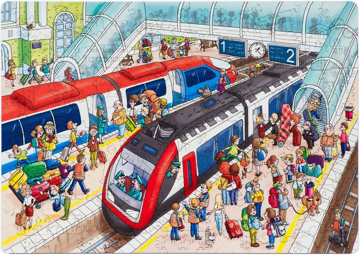 Original City Wooden Jigsaw Puzzles - Station, 100 pcs, 11.7" x 8.3", Beautiful Gift Package, Unique Shape Best Gift for Adults and Kids, Includes 3D Toy