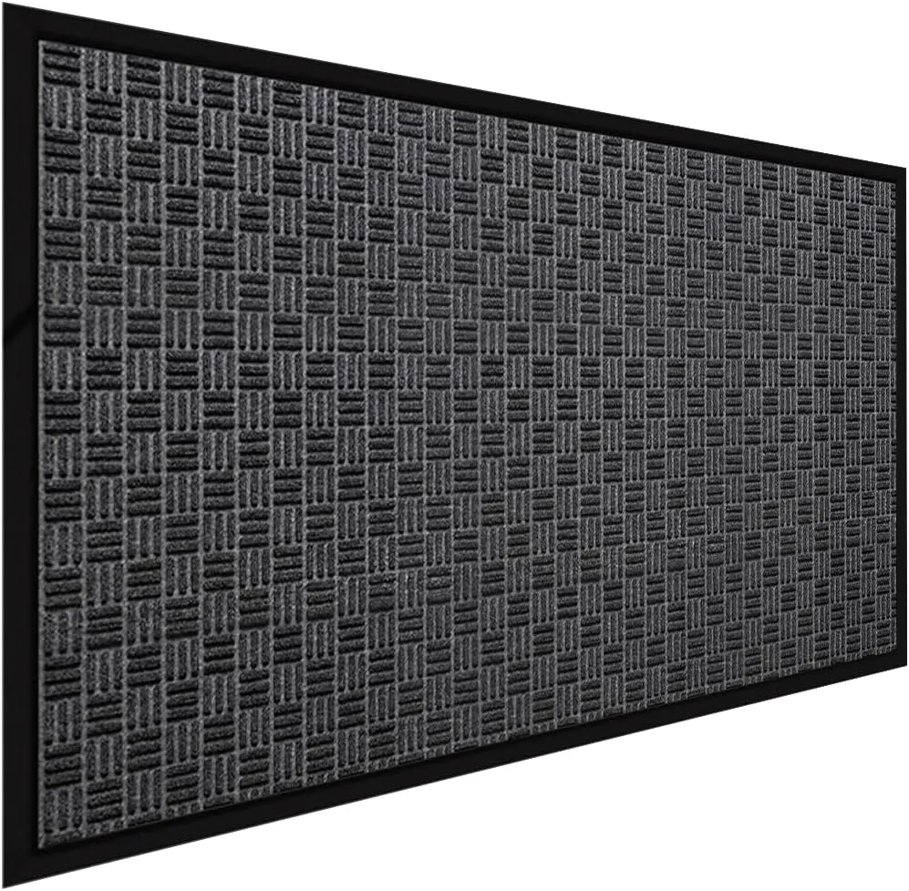 Outdoor Large Door Mat for Front Door 36 x 59 inch Jumbo Heavy Duty Welcome Mat Debris Mud Trapper Outside Rubber Floor Mat Entrance Rug Extra Thick Entryway Frontgate Waterproof Gray