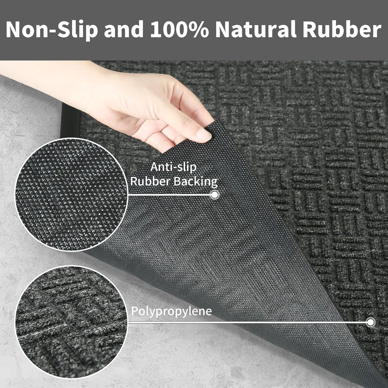 Outdoor Large Door Mat for Front Door 36 x 59 inch Jumbo Heavy Duty Welcome Mat Debris Mud Trapper Outside Rubber Floor Mat Entrance Rug Extra Thick Entryway Frontgate Waterproof Gray