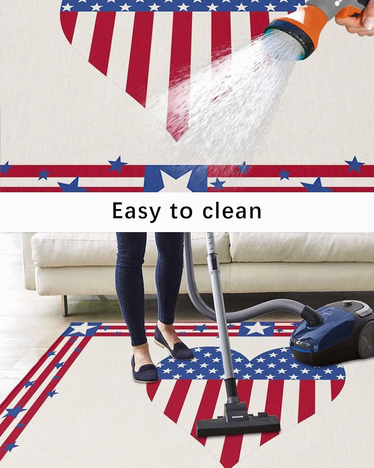 Outdoor Rug,Independence Day Love American Flag Indoor Area Rug Outdoor Carpet RV Camping Rugs 4x6ft,Star Stripes Cotton Texture Outside Mat for Patio Picnic Porch Deck Balcony Backyard