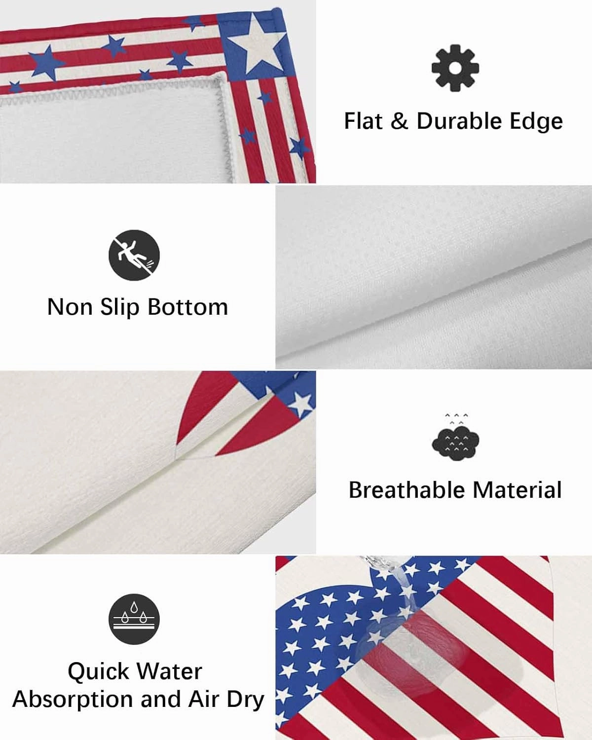 Outdoor Rug,Independence Day Love American Flag Indoor Area Rug Outdoor Carpet RV Camping Rugs 4x6ft,Star Stripes Cotton Texture Outside Mat for Patio Picnic Porch Deck Balcony Backyard