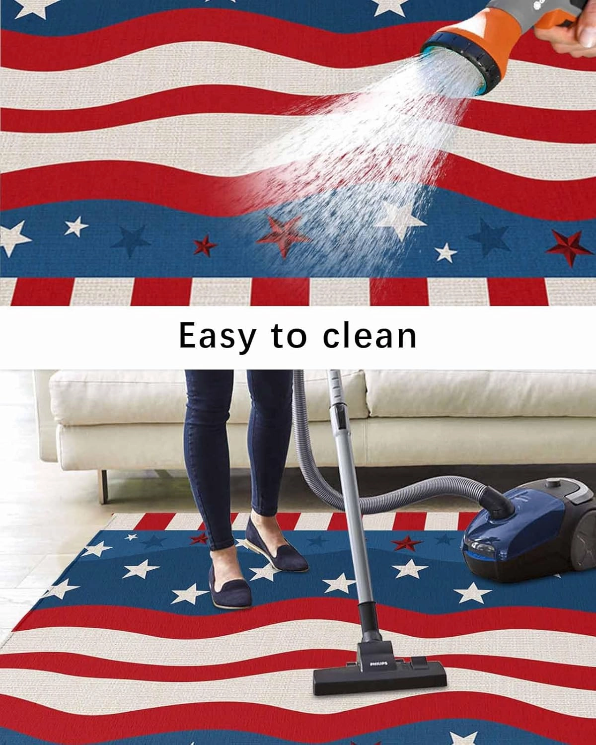 Outdoor Rug,Independence Day Stars Stripes Ripple American Flag Indoor Area Rug Outdoor Carpet RV Camping Rugs 4x6ft,Cotton Texture Outside Mat for Patio Picnic Porch Deck Balcony Backyard