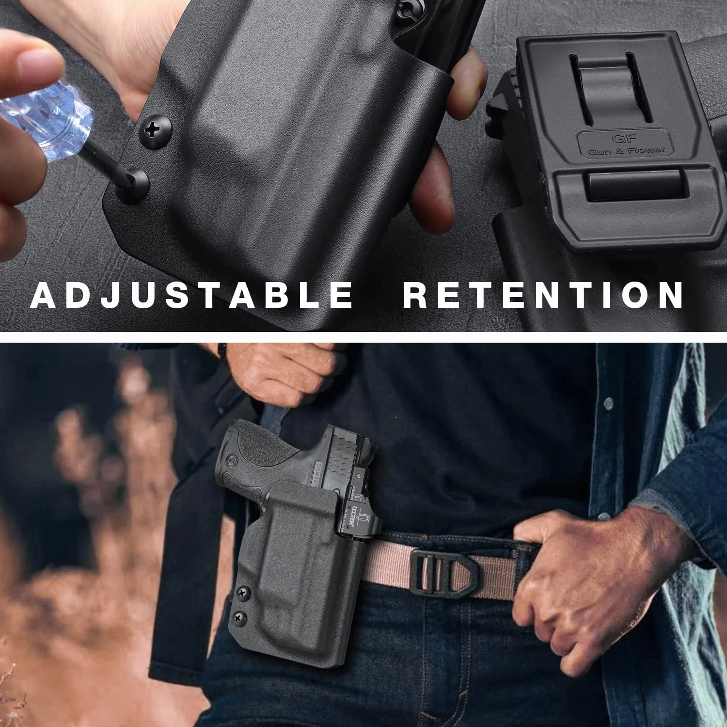 OWB Kydex Holster Fits Glock 43/43X, S&W SD9 VE/SD40 VE, M&P 9MM/.40 M2.0 & Shield with Laser, Springfield Hellcat, Taurus G3C/G2C/PT111/PT140, SCCY CPX-1/CPX-2, 1911 - Red Dot Compatible