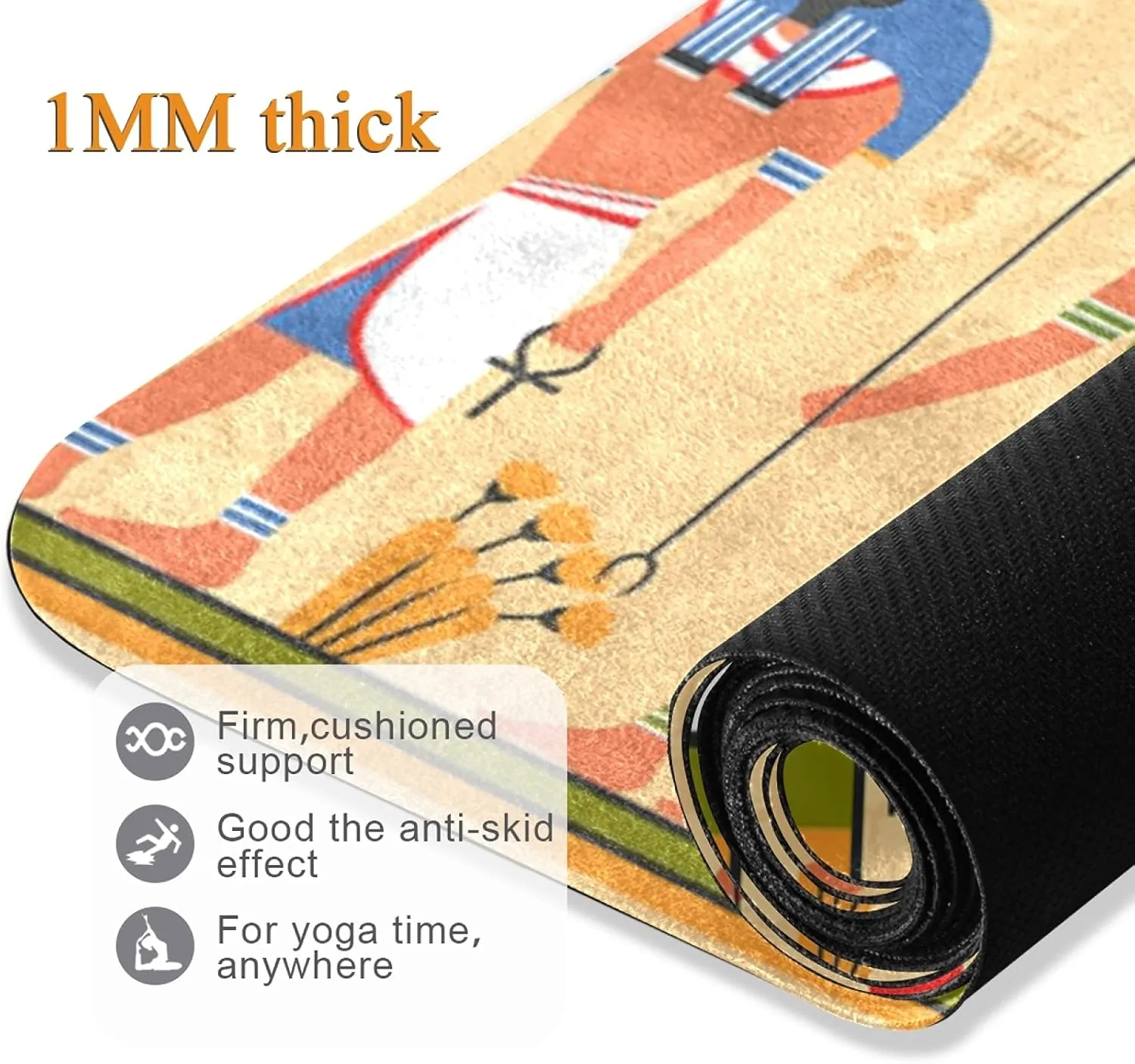 Oyihfvs 1mm Thick Non Slip Rubber Yoga Mat, Fitness Safe Exercise Mat with Bag, Durable Folding Workout Mat for Pilates and Floor Exercises