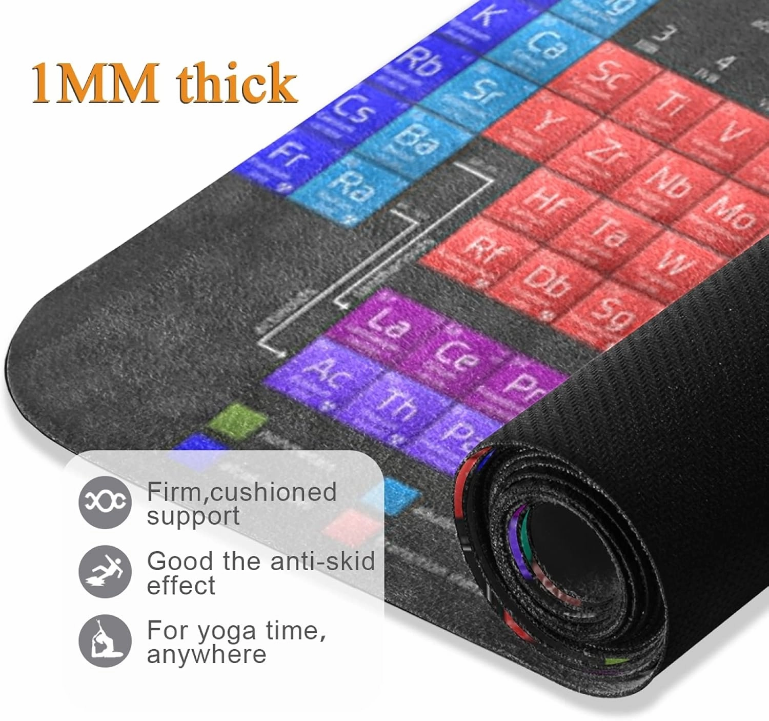 Oyihfvs 1mm Thick Non Slip Rubber Yoga Mat, Fitness Safe Exercise Mat with Bag, Durable Folding Workout Mat for Pilates and Floor Exercises