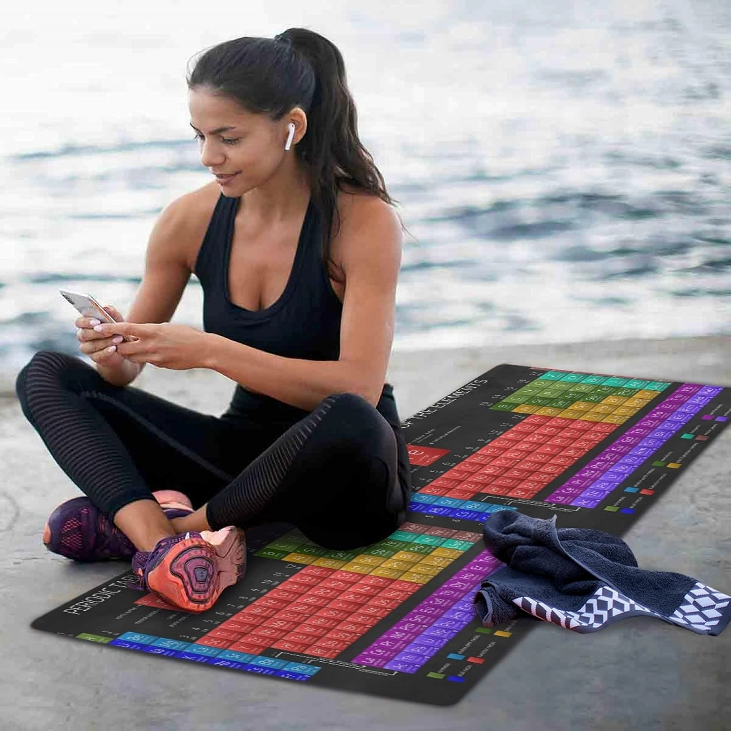 Oyihfvs 1mm Thick Non Slip Rubber Yoga Mat, Fitness Safe Exercise Mat with Bag, Durable Folding Workout Mat for Pilates and Floor Exercises