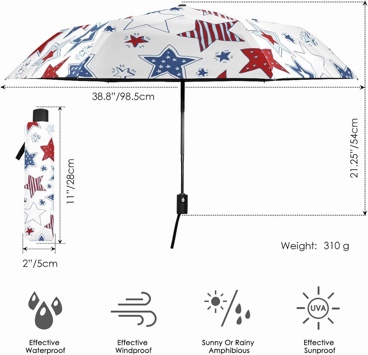 Oyihfvs Automatic Windproof Waterproof Umbrella, Folding Umbrella Reinforced Portable Compact UV Protection Sun rain Auto Open/Close