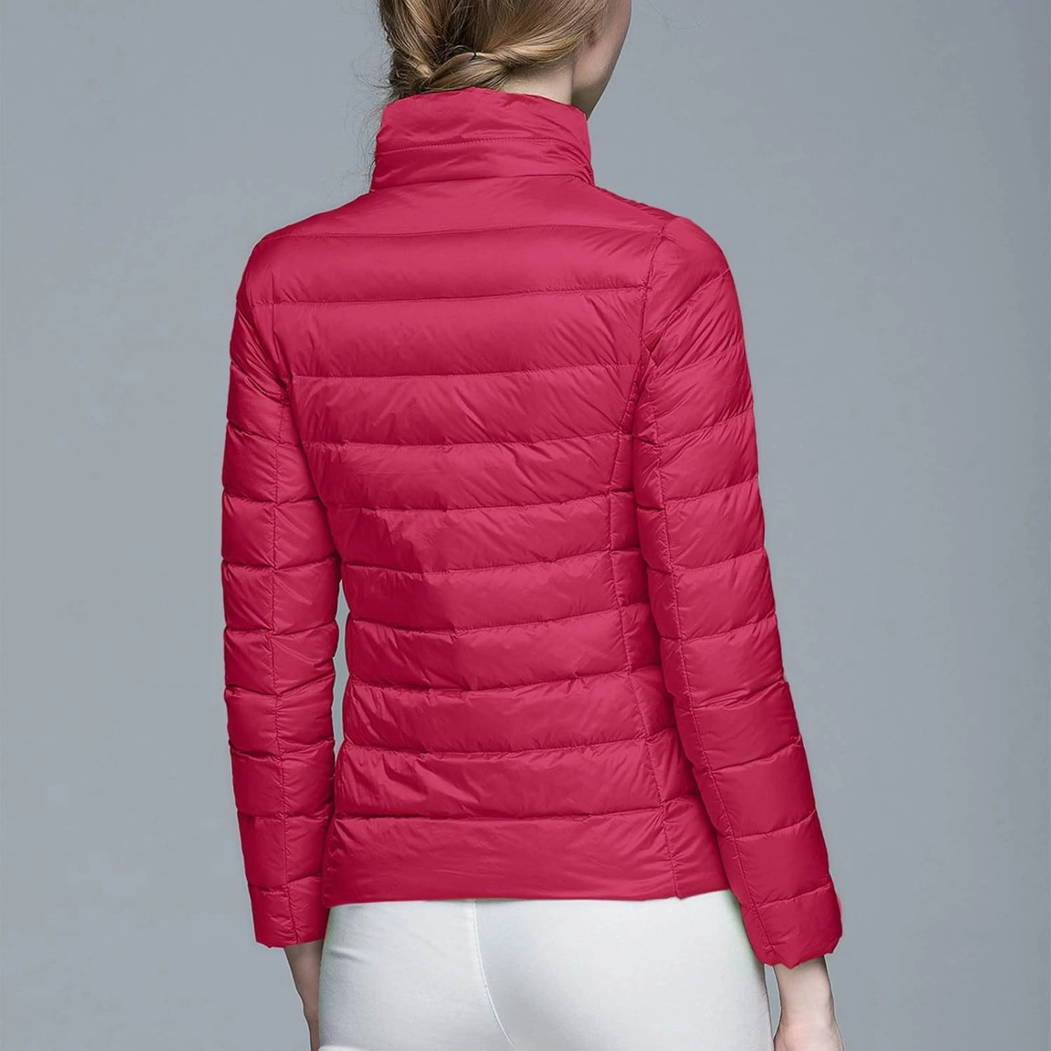 Packable Down Jacket for Women Lightweight Winter Duck Down Jackets Slim Fit Bubble Coat Zipper Warm Puffer Jacket with Hood