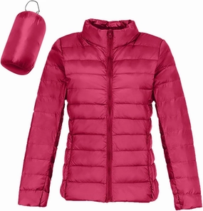 Packable Down Jacket for Women Lightweight Winter Duck Down Jackets Slim Fit Bubble Coat Zipper Warm Puffer Jacket with Hood