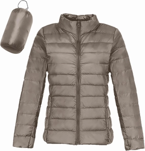 Packable Down Jacket for Women Lightweight Winter Duck Down Jackets Slim Fit Bubble Coat Zipper Warm Puffer Jacket with Hood