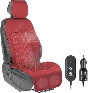 Paffenery 2025 Upgraded Cooling Car Seat Cover Front Seat, 12V-24V Ventilated Cooling Car Seat Cushion, Cooled Seat Cover for Car SUV Truck Universal Fit, Dark Red