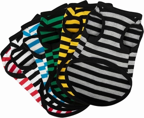 Paiaite 6-Piece Striped Shirt Set: Sleeveless Cotton Puppy Dog Shirts, Breathable Pet Apparel Tank Tops, Colorful Sweatshirts for Small & Medium Dogs