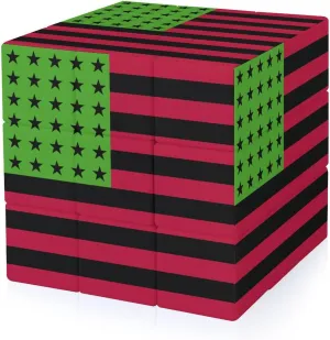 Pan African U.S. Flag Adults 3x3x3 Color-Matching Smooth Fully Printed Cube Gift