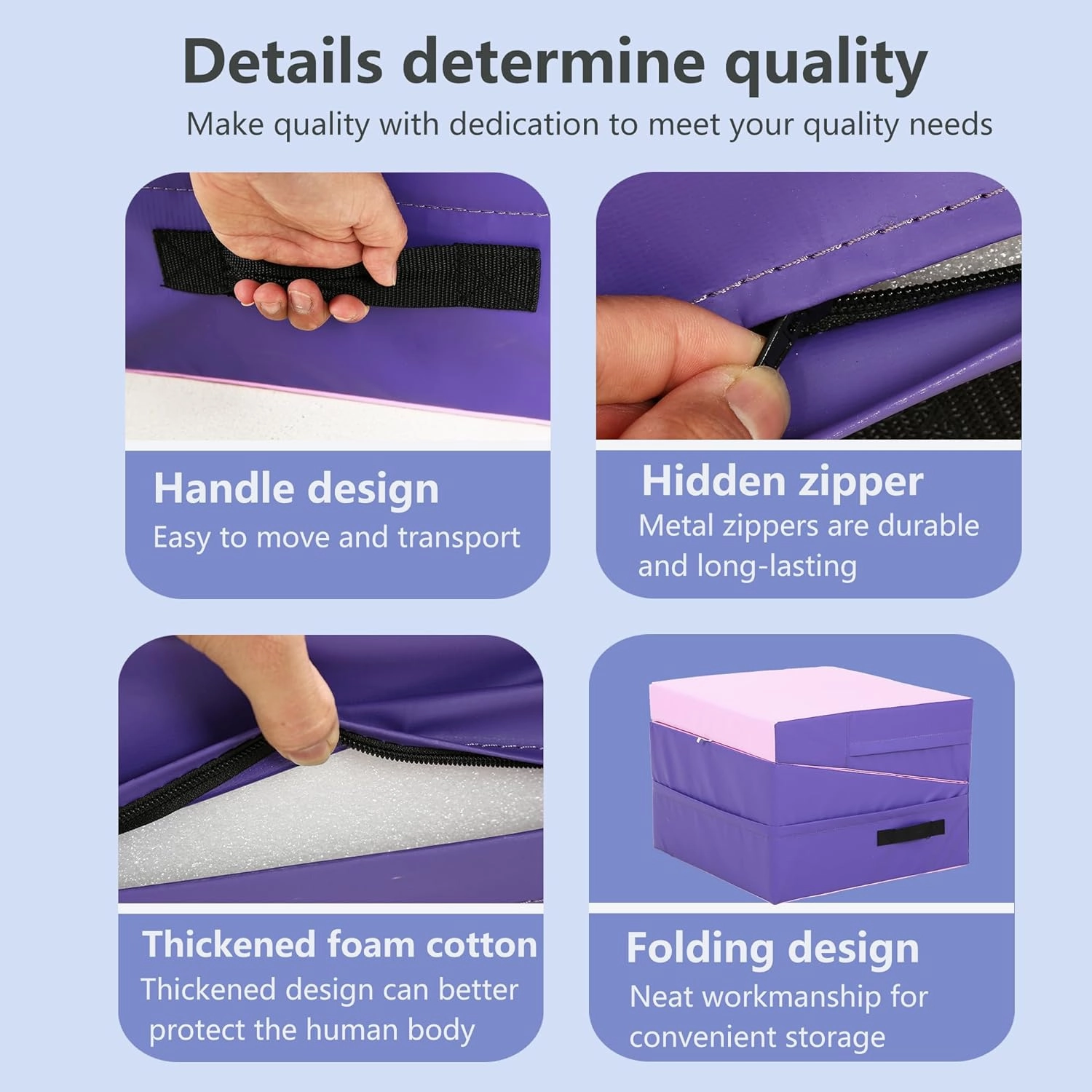 PayLessHere Gymnastics Tumbling Mats Incline Tumbling Mat Folding Gymnastic Tumbling Mat 48"x24"/34"x24" lnch Indoor/Outdoor Exercise Mat Home Gym Yoga Mat with Handle