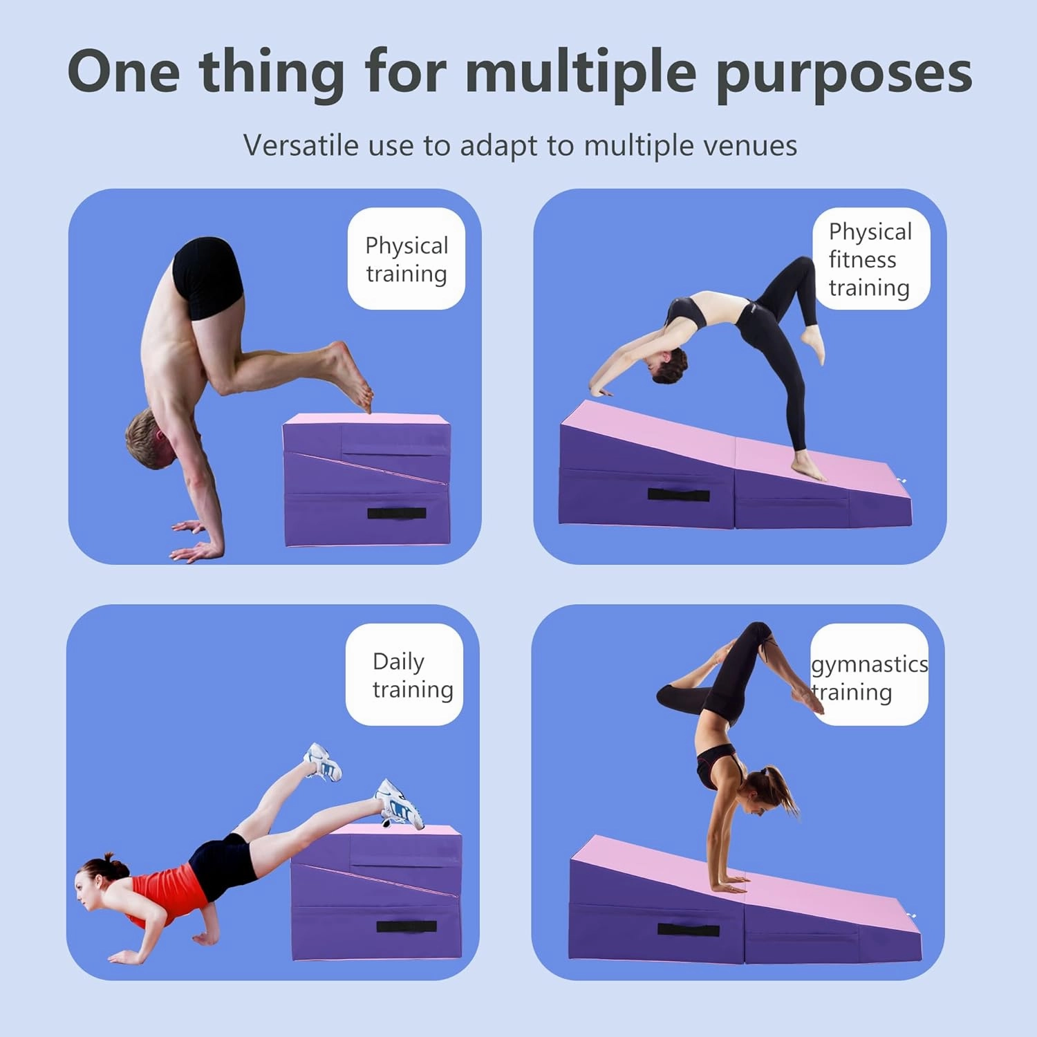PayLessHere Gymnastics Tumbling Mats Incline Tumbling Mat Folding Gymnastic Tumbling Mat 48"x24"/34"x24" lnch Indoor/Outdoor Exercise Mat Home Gym Yoga Mat with Handle