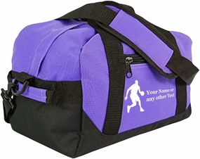 Personalized Passion Small Sports Duffel Bags for Kids - 14” Waterproof Travel Duffle with Embroidered Name & Basketball Design - Purple Two-Toned Kids Weekender Bag for Boys and Girls