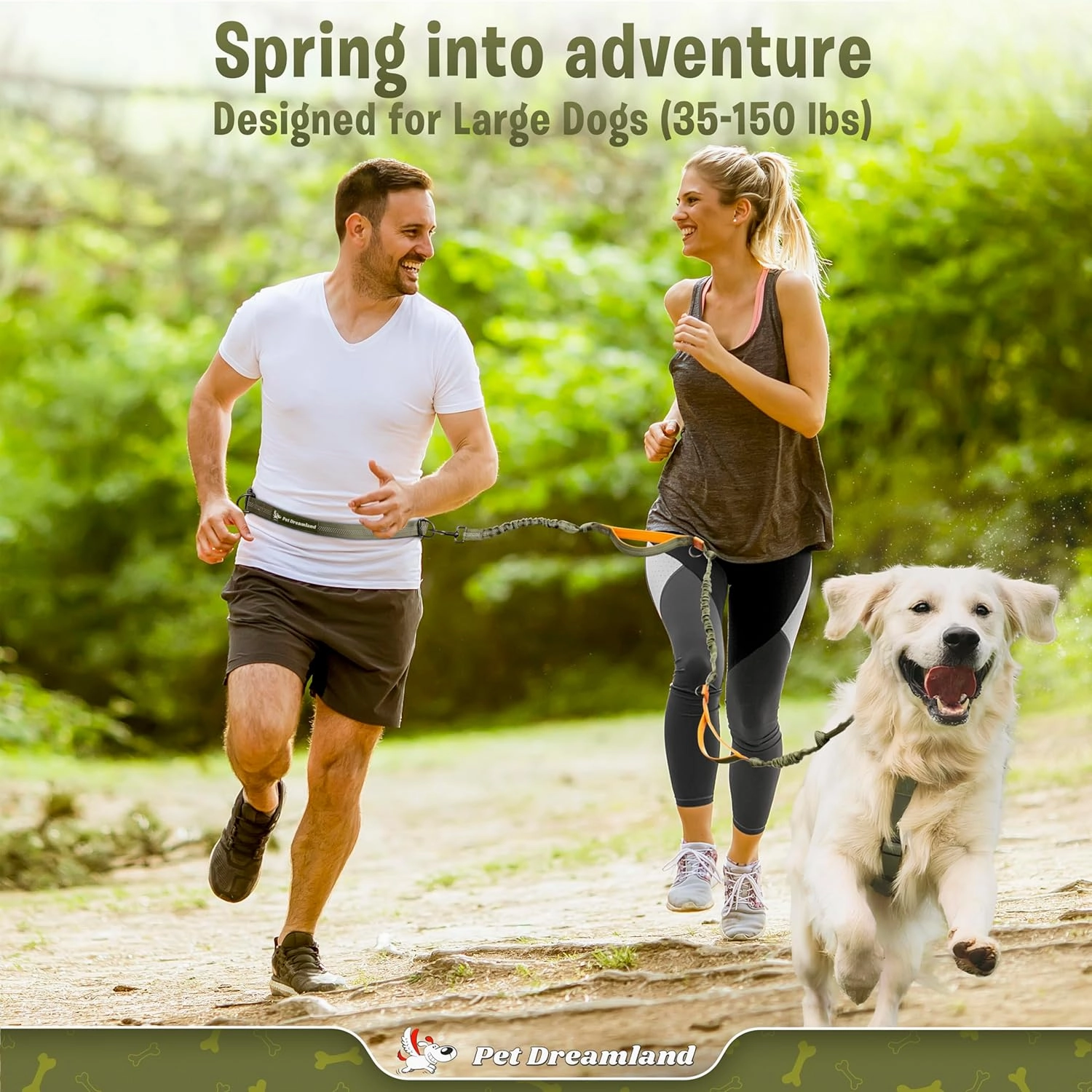 Pet Dreamland Trending Hands-Free Dog Leash for Large Dogs. Ultimate Comfort & Freedom. Premium Quality & Versatile Waist Leash Belt. Your Dog Will Absolutely Love This Amazing Leash (Khaki & Orange)