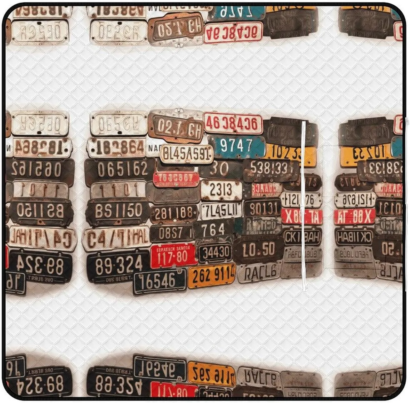 Picnic Beach Blanket Family Mat Portable Old License Plate Printed Picnic Mat Large Picnic Blankets Foldable Durable Picnic Blankets for Camping Picnics Beaches Stadiums