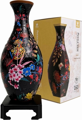 Pintoo 3D Puzzle Vase Unique Flower Vase Made by 160 Curved Plastic Puzzle Pieces House Warming Gift for Flower Arrangements and Home Decoration - [S1031] (Classic, Elegant Floral Print)