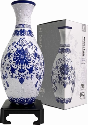 Pintoo 3D Puzzle Vase Unique Flower Vase Made by 160 Curved Plastic Puzzle Pieces House Warming Gift for Flower Arrangements and Home Decoration - [S1032] (Classic, Indigo Age)