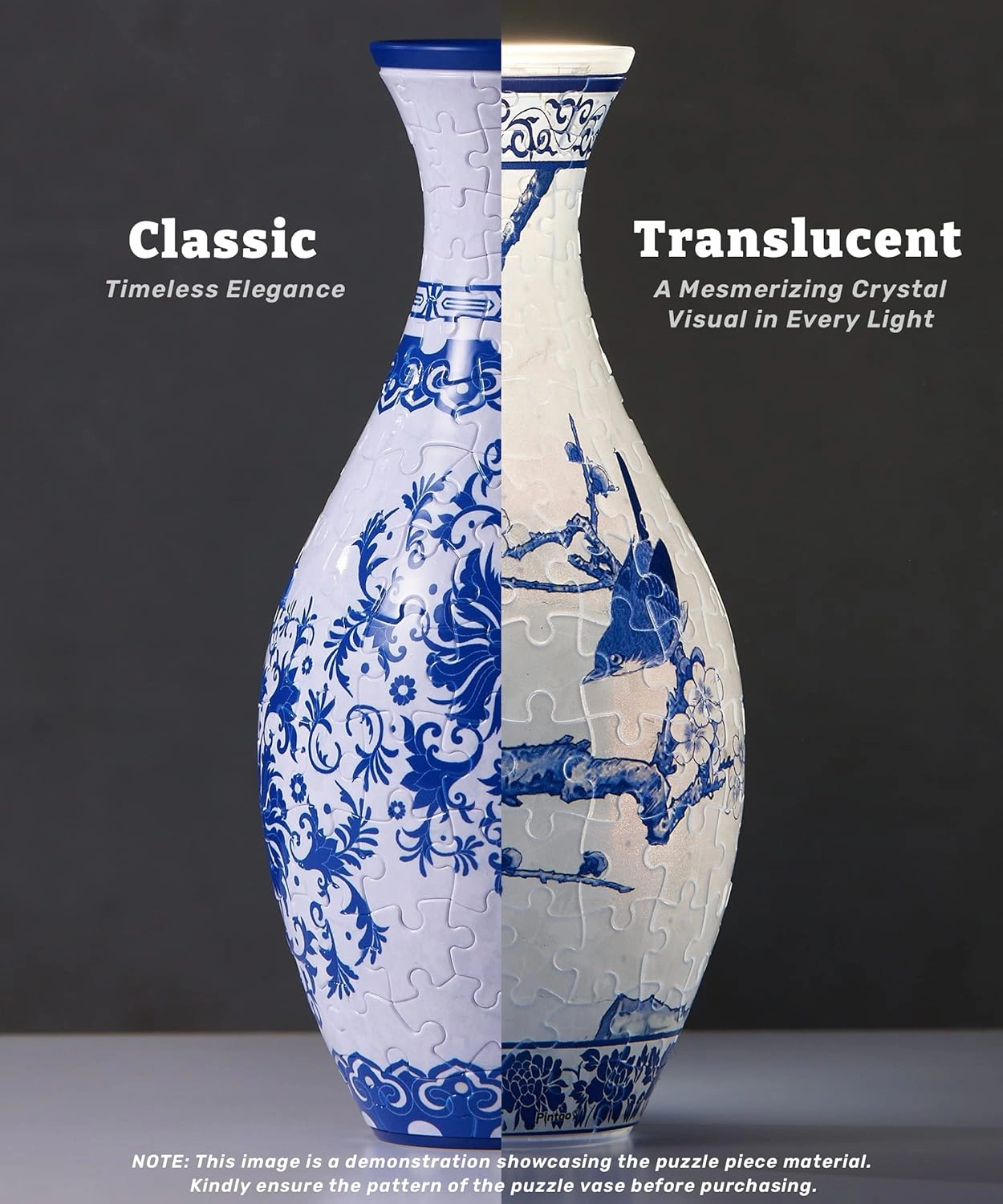 Pintoo 3D Puzzle Vase Unique Flower Vase Made by 160 Curved Plastic Puzzle Pieces House Warming Gift for Flower Arrangements and Home Decoration - [S1032] (Classic, Indigo Age)