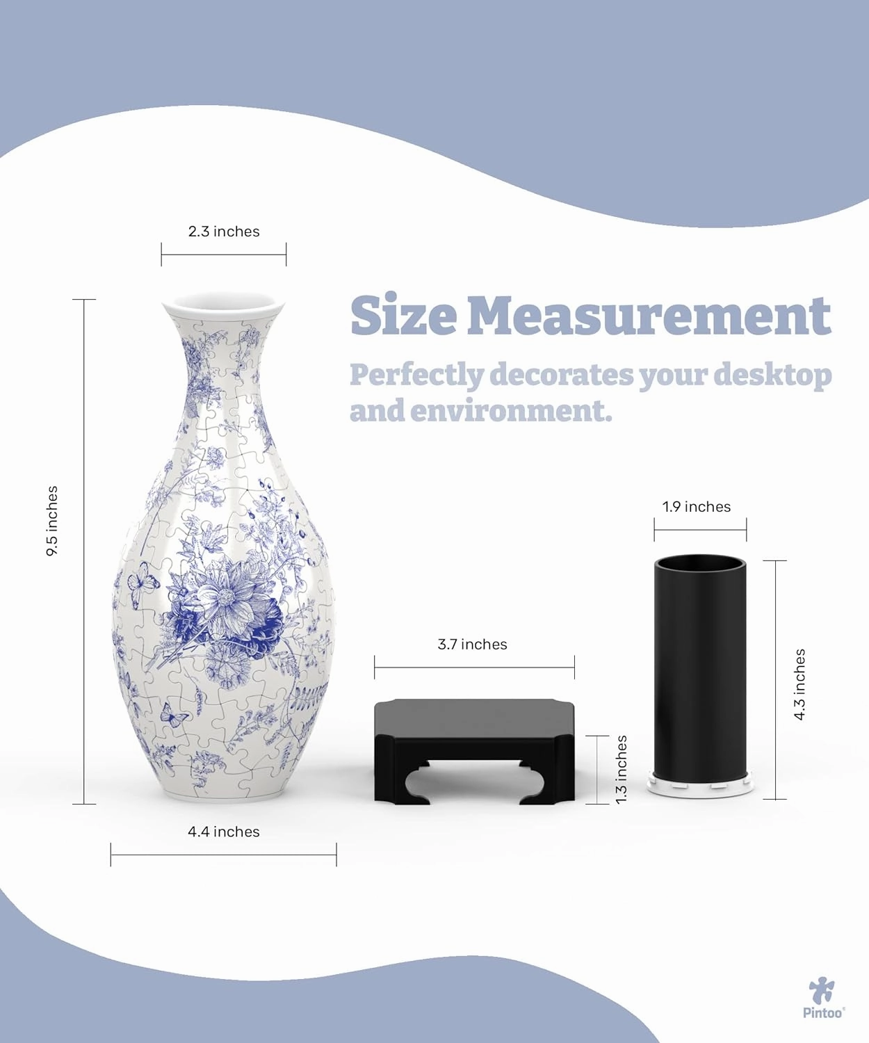 Pintoo 3D Puzzle Vase Unique Flower Vase Made by 160 Curved Plastic Puzzle Pieces House Warming Gift for Flower Arrangements and Home Decoration - [S1033] (Classic, Blooming Season)