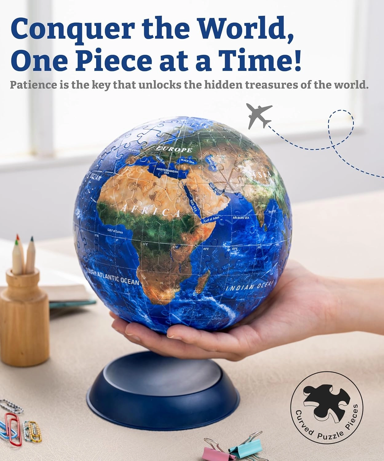 Pintoo Puzzles Pintoo 3-D Puzzle Globe Classic Small 6" Earth Globe Decor with 240 Curved Puzzle Pieces - Globes of The World for Unisex Adults, Explorers, Business, Home Decoration [A3751]
