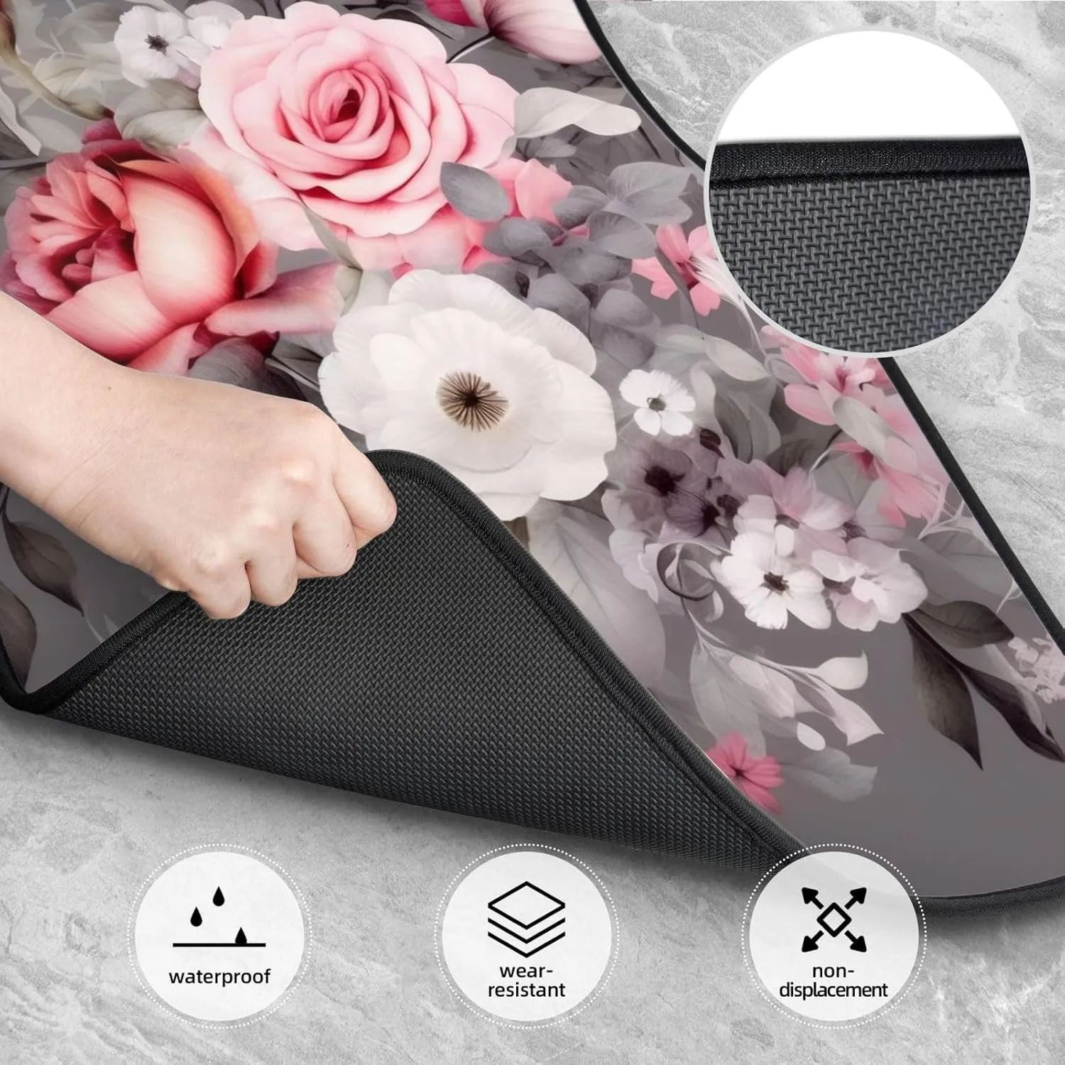 Plant Floral Flowers Universal Car Floor Mats, Car Foot Mat Set of 4 Pieces, Automotive Front Rear Floor Foot Mats, Anti-Slip Neoprene Car Floor Rugs,for Suvs, Sedans, Van, Trucks