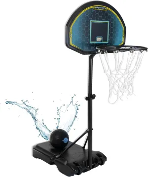 Play Platoon Swimming Pool Basketball Hoop - Poolside Games for Adults & Family - Backboard Adjustable Basketball Hoop Outdoor Height 3-4 Feet - Includes PU Leather Basket Ball & Air Pump