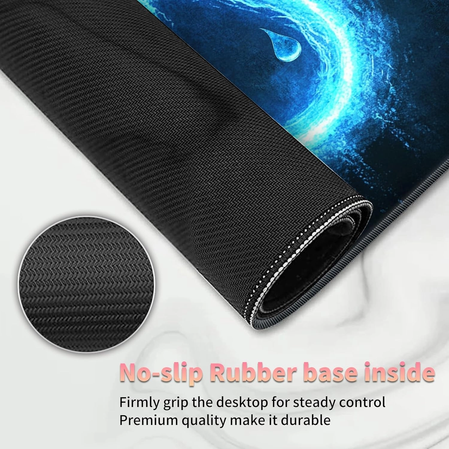 Playmat for MTG, Card Game Mat Non-Slip Rubber Base and Stitched, 24 x 14 inch TCG Play Mat for MTG and Other Card Games (NO Zones), Water Blue
