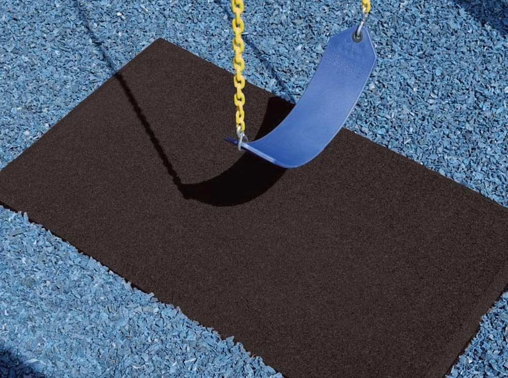 Playsafer Heavy Duty Commercial Grade Rubber Playground Safety Mat - Playground Protection Mat for Swings and Slides - 54" Long X 32" Wide x 2" Thick (Black)