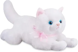 Plush Cat Stuffed Animal White Cat Realistic Toy Super Soft Kitten Cuddly Pet Kitty Fluffy Soothing Hugging Sleeping Birthday Christmas Children's Day Gift for Kid 14.96"
