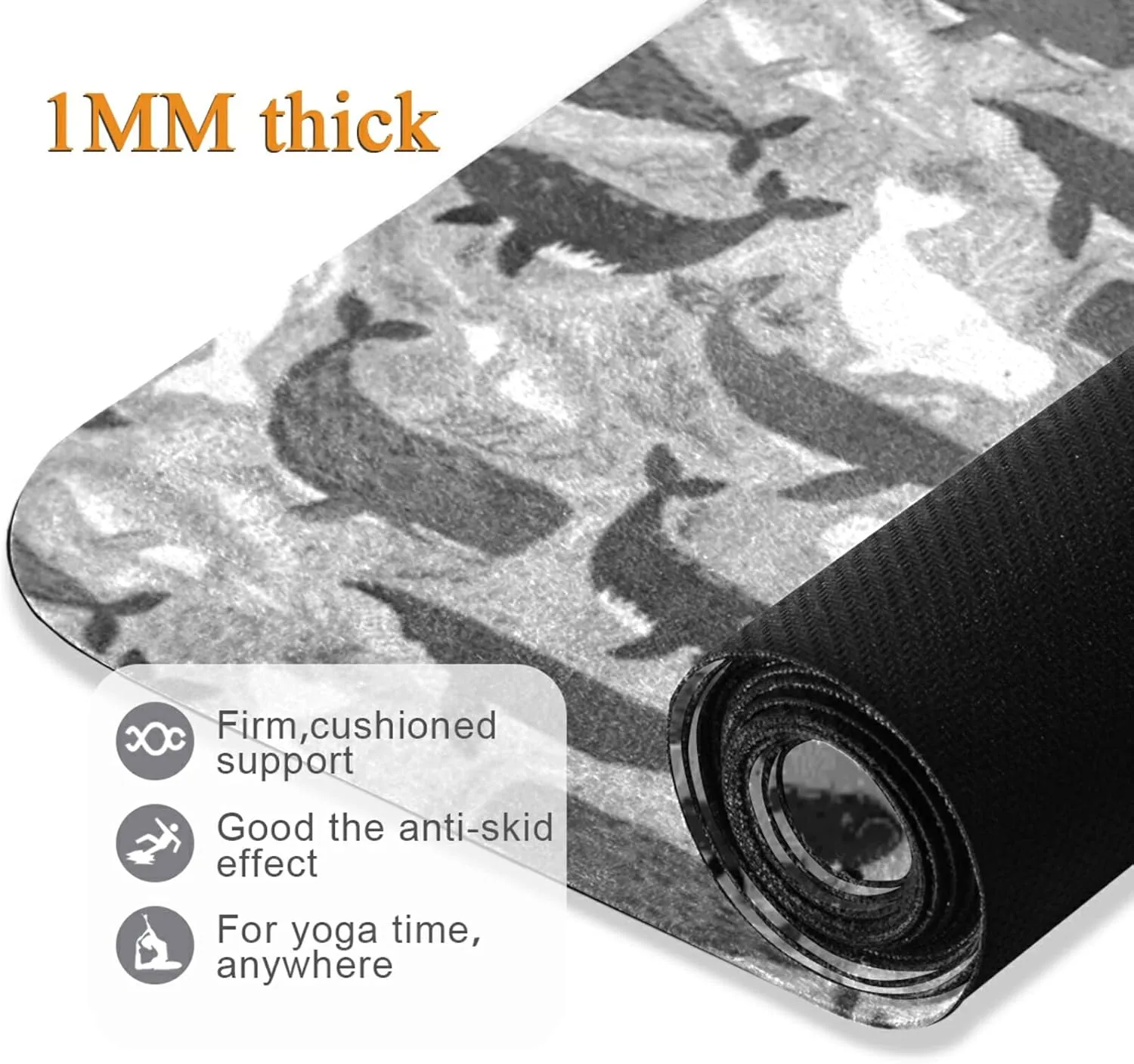 Poeticcity 1 mm Thick Non-Slip Rubber Yoga Mat, Durable Folding Workout Mat, Fitness Safe Mat with Bag for Pilates and Floor Exercises