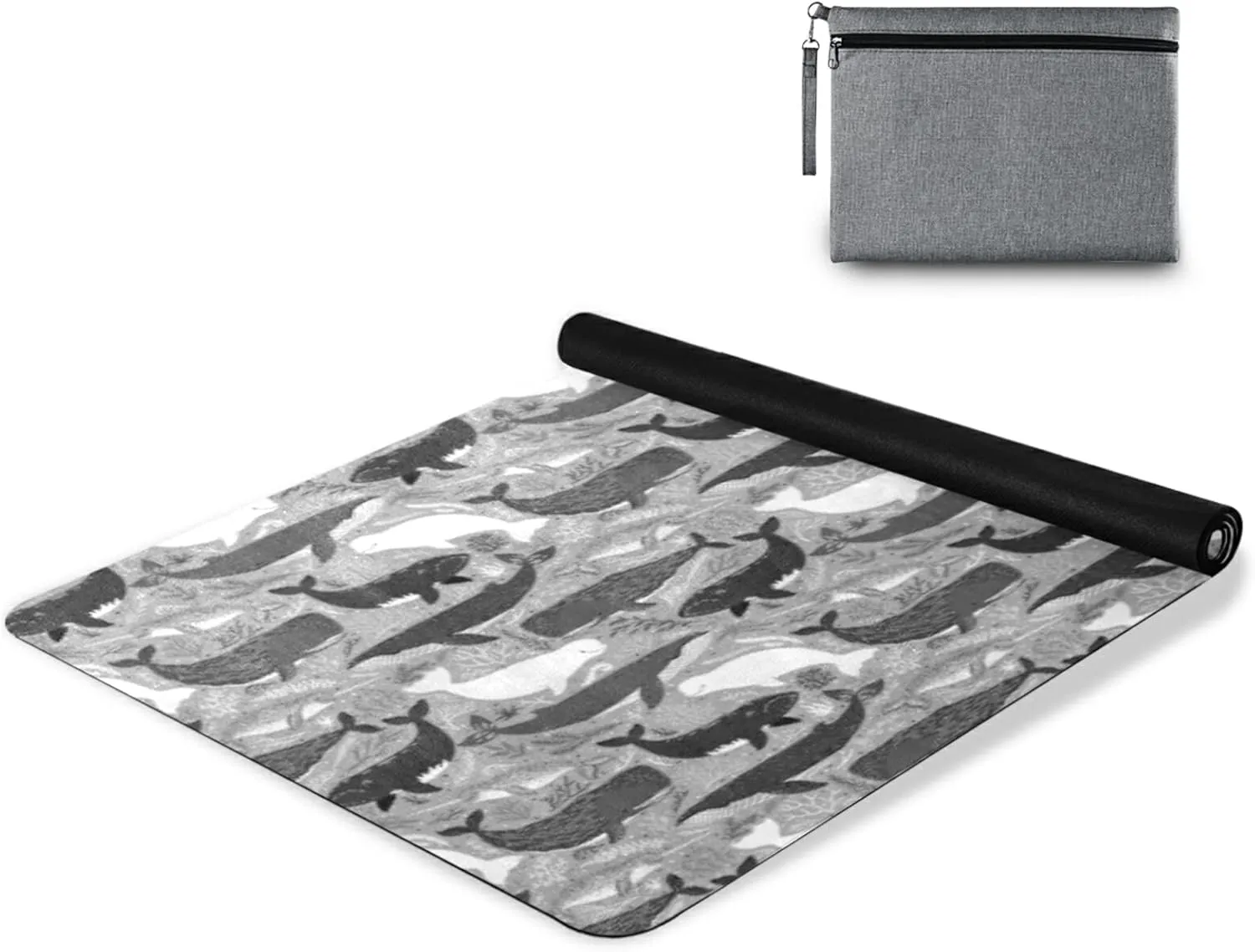 Poeticcity 1 mm Thick Non-Slip Rubber Yoga Mat, Durable Folding Workout Mat, Fitness Safe Mat with Bag for Pilates and Floor Exercises