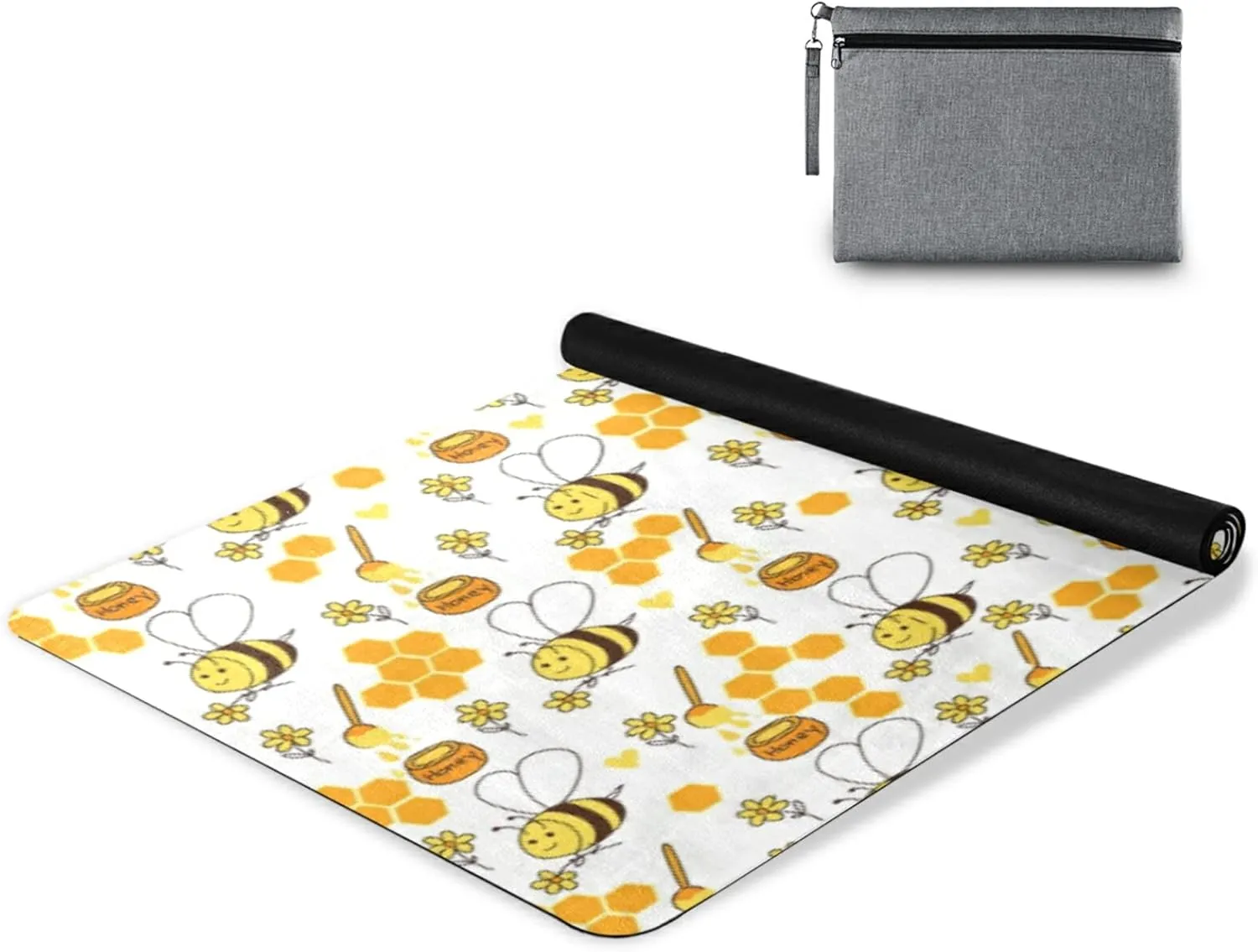 Poeticcity 1 mm Thick Non-Slip Rubber Yoga Mat, Durable Folding Workout Mat, Fitness Safe Mat with Bag for Pilates and Floor Exercises