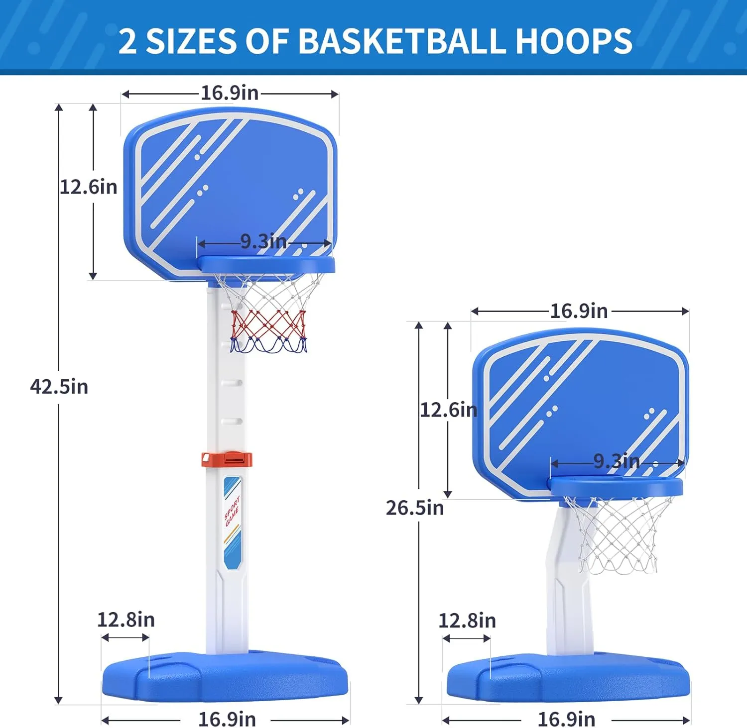Pool Basketball Hoop, Poolside Water Basketball Hoop, Includes 4 Balls and Pump, Adjustable Height Indoor Outdoor Play, Pool Toys Game for Kids