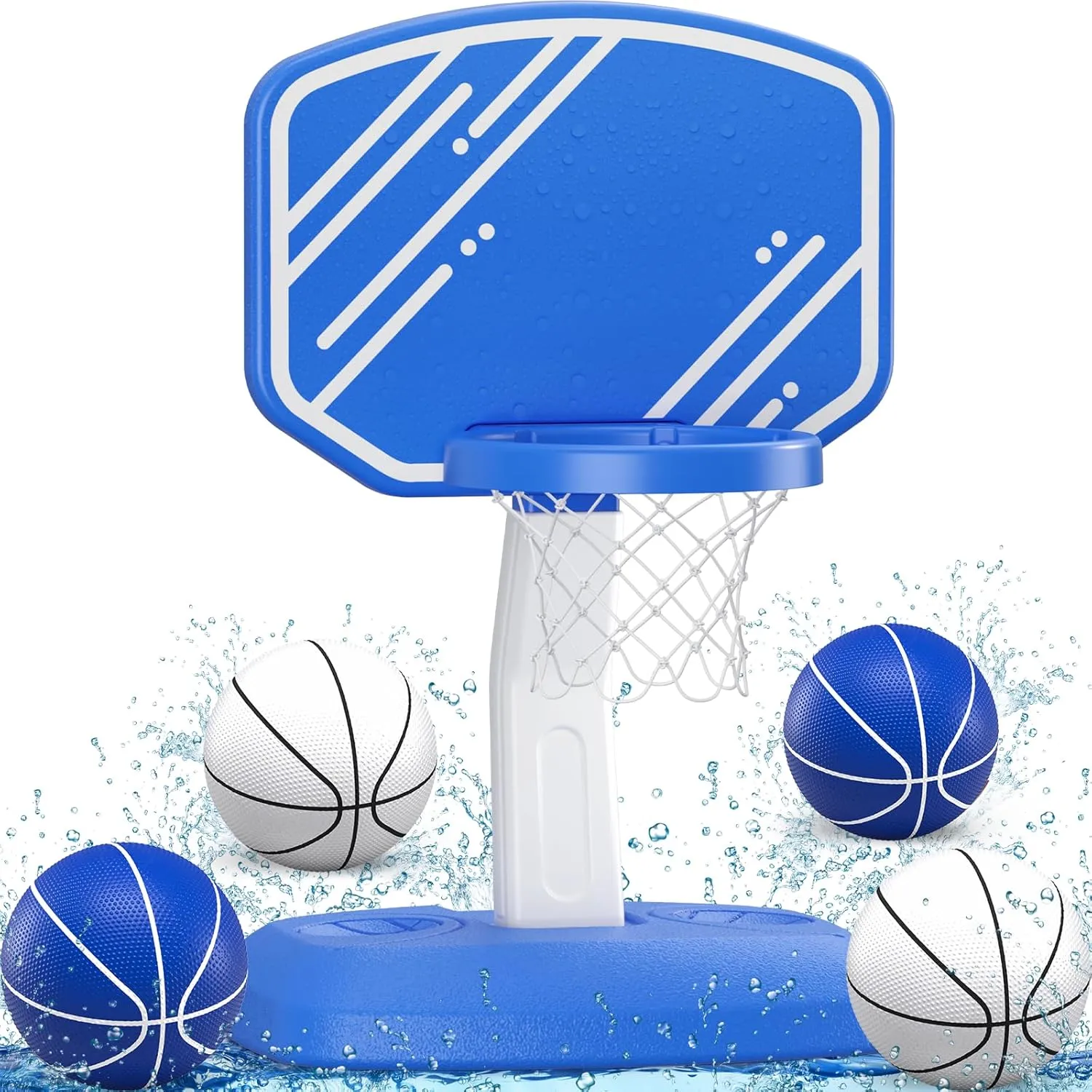 Pool Basketball Hoop, Poolside Water Basketball Hoop, Includes 4 Balls and Pump, Adjustable Height Indoor Outdoor Play, Pool Toys Game for Kids