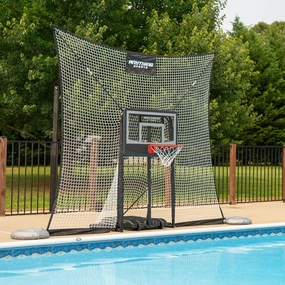 Pool Basketball Goal with Backstop- 10x8 feet of Coverage, Adjustable Pool Basketball Hoop, 23x33 inch Backboard