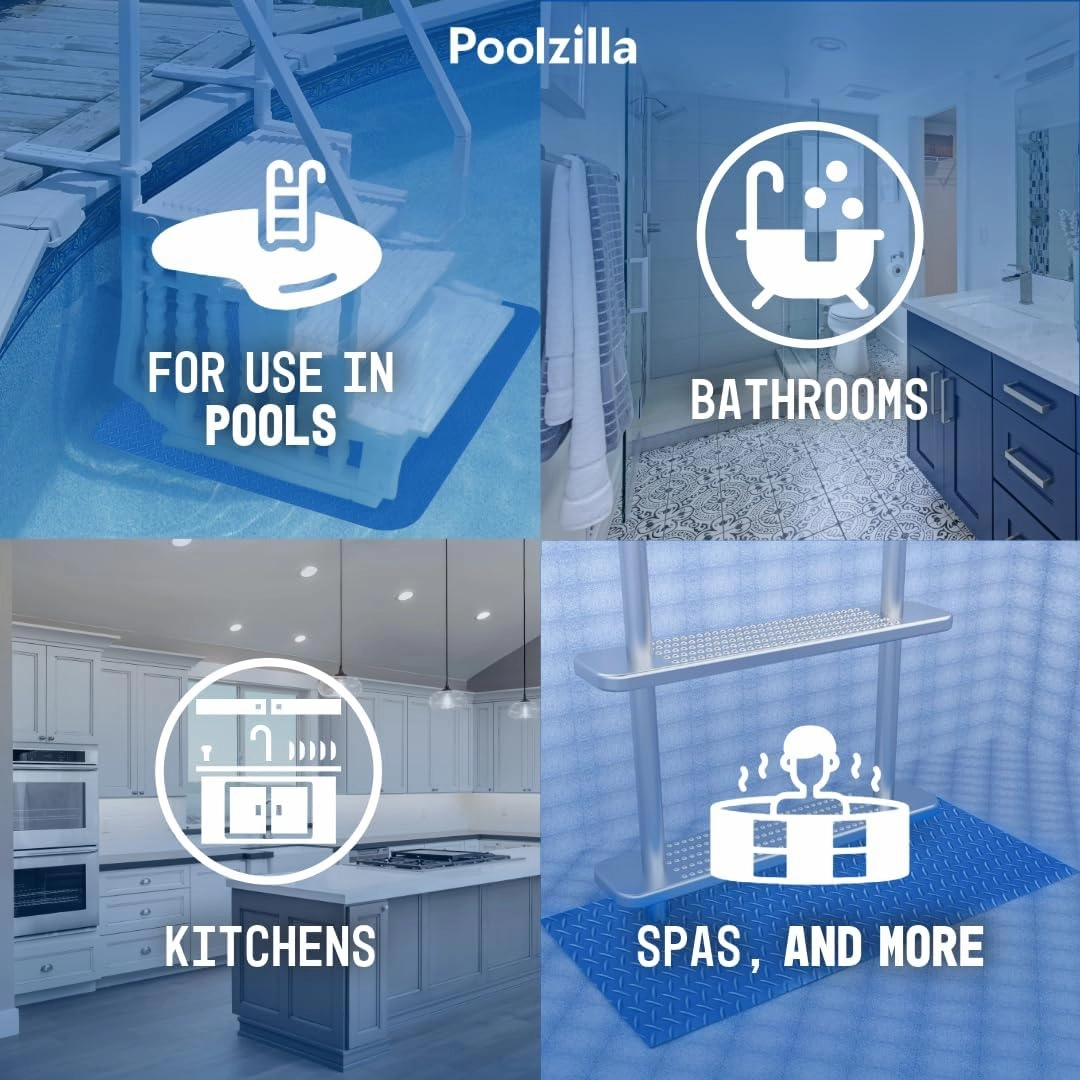 Poolzilla Swimming Pool Ladder Mat - 36" x 48" - Premium Protective Non-Slip Pad for Pool Steps and Liner - Compatible with Poolzilla Pool Step Ladder and Blue Torrent Antigua Easy Pool Step Ladder