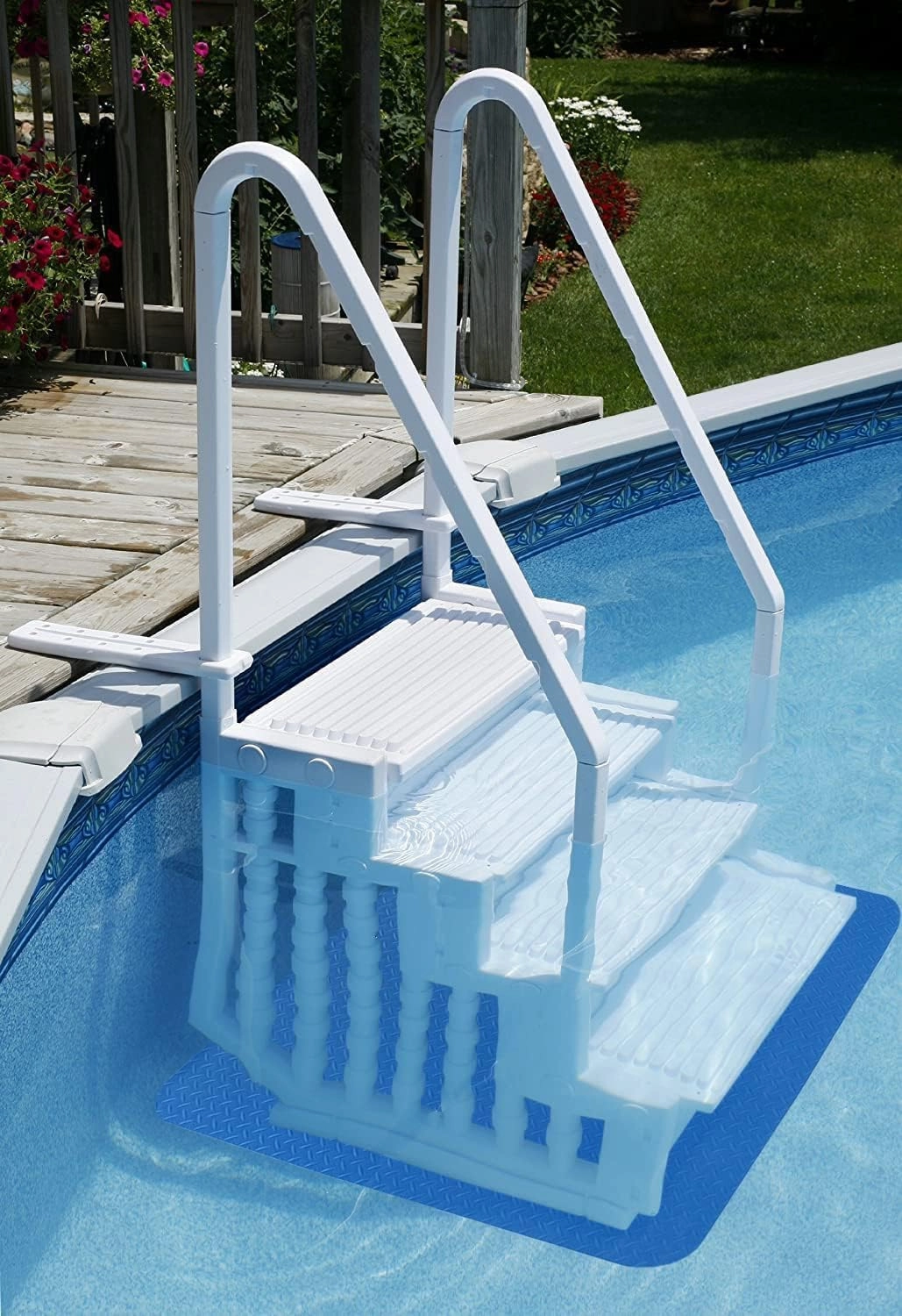 Poolzilla Swimming Pool Ladder Mat - 36" x 48" - Premium Protective Non-Slip Pad for Pool Steps and Liner - Compatible with Poolzilla Pool Step Ladder and Blue Torrent Antigua Easy Pool Step Ladder