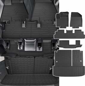 powoq Floor Mat Compatible with 22-2025 Nissan Pathfinder Cargo Mat TrunkCargo Liner TPE Backrest Liner Replacement for 2022-2025 Nissan Pathfinder Accessories (Trunk Mat with Backrest Mat Floor Mat)