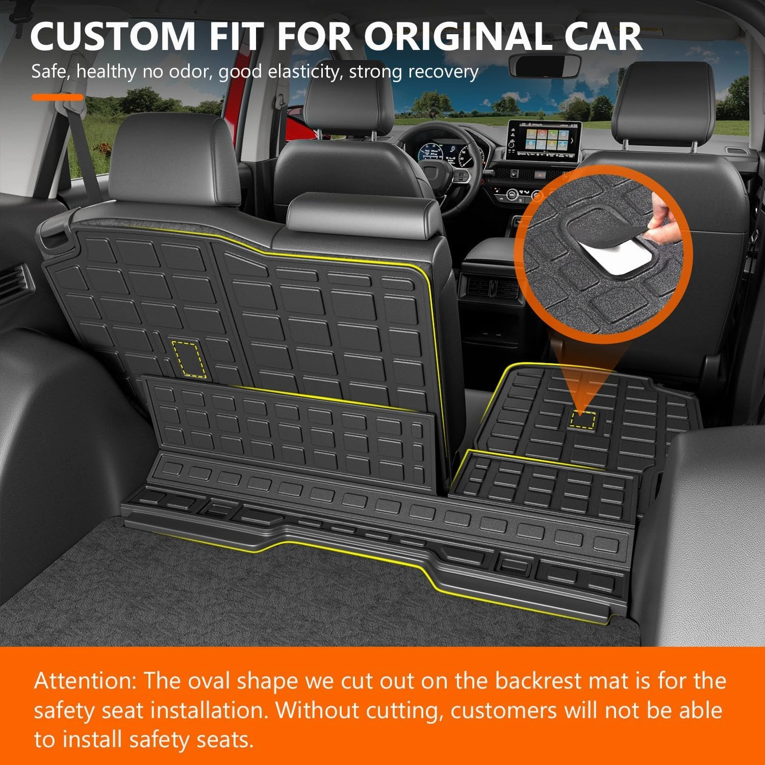 powoq Fuel Cargo Mat Compatible with 2023 2024 2025 Honda CRV Trunk Mat Back Seat Protector TPE Cargo Liner Replacement for 2023-2025 Honda CRV Accessories (Fit 23-25 Fuel Lower Deck, Backrest Mat)